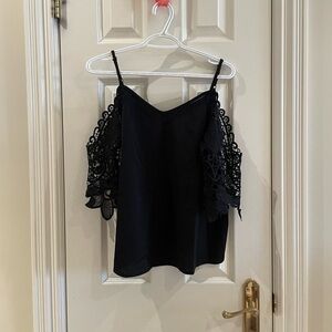 Lace cold shoulder tank